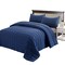 EMME Quilt Set Twin Size 2 Pieces (66x90 inches), Pre-Washed Microfiber Bedspread for All Season, Lightweight and Reversible Coverlet (Squares Pattern, Navy)